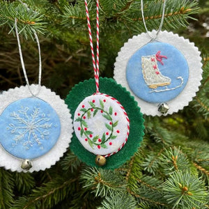 Jolly and Bright Hand Embroidery Christmas Ornaments kit