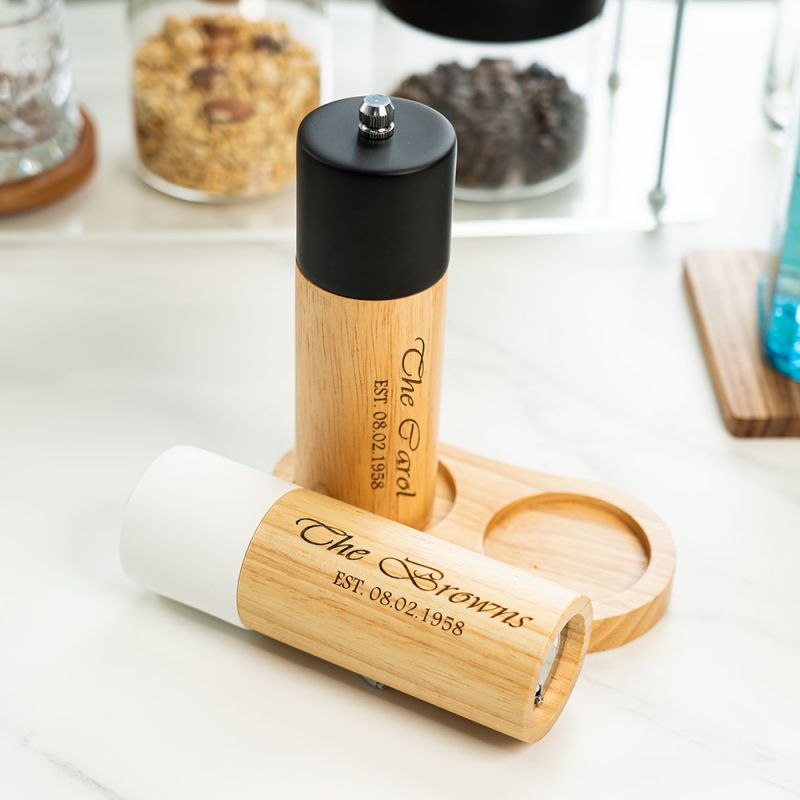 Custom Engraved Wooden Ceramic Pepper Mill