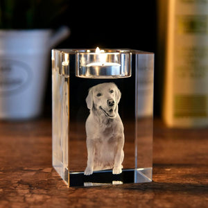 Personalized 3D photo crystal candle holder