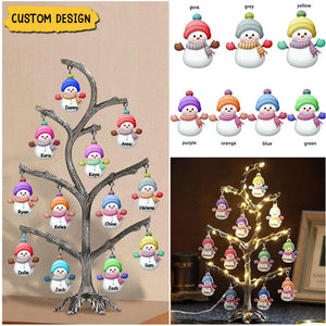 Personalized Snowman Family LED Tree Light