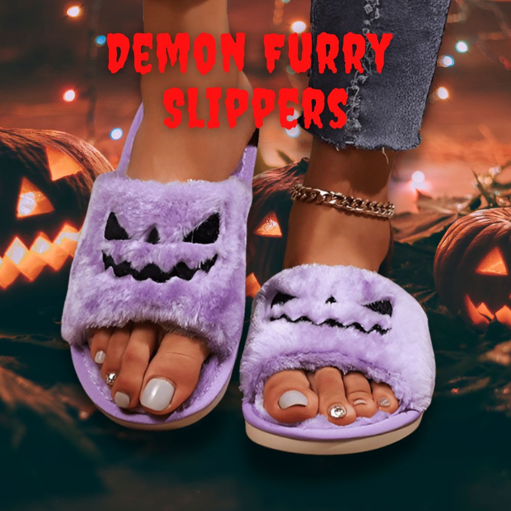 《Fuzzy Demon Face 》Slippers