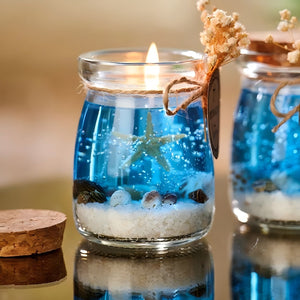 Ocean Theme Blue Green Gel Candle