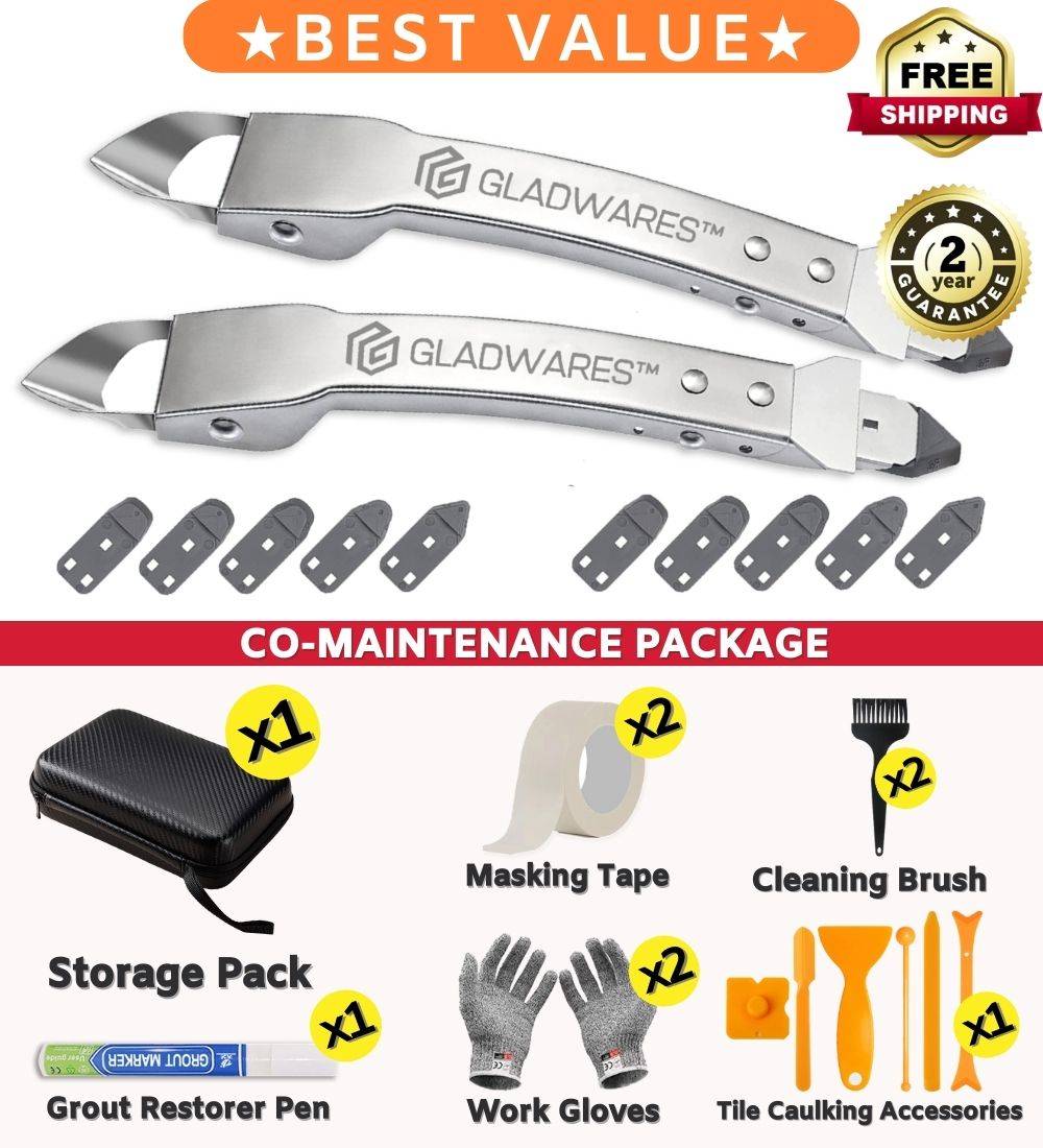 Caulking Tool Kit, Stainless Steel Caulk Remover Caulking Tool Set with Cut  Resistant Gloves, Scraper, Silicone Caulking Tools, 4 in 1 Caulking