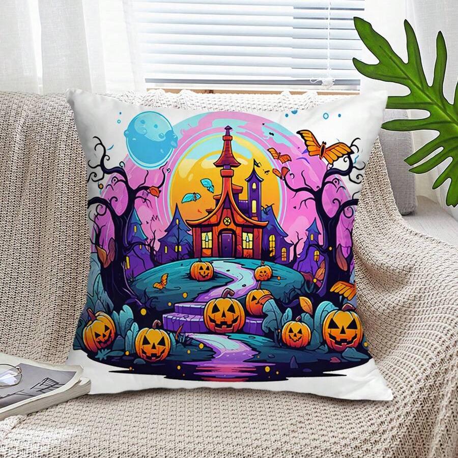 Pumpkin Skull Castle - pillowcase18*18Inch