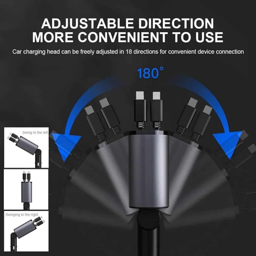 Fast Charge Retractable Car Charger（Apple+Type-C）