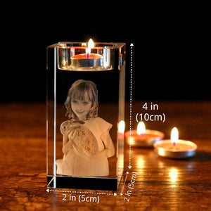 Personalized 3D photo crystal candle holder