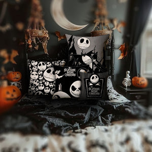 Skeleton Family Series-Halloween Linen Throw Pillow