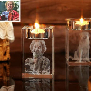 Personalized 3D photo crystal candle holder