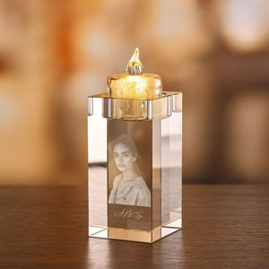 Personalized 3D photo crystal candle holder