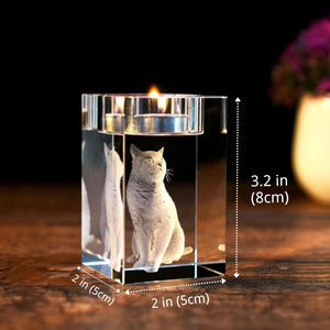 Personalized 3D photo crystal candle holder