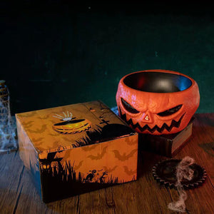 Halloween candy skull bowl with movable skeleton hand