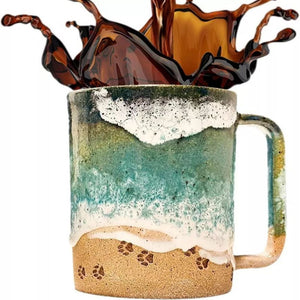 Paw Print Ocean Shoreline Mug