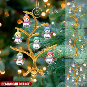 Personalized Snowman Family LED Tree Light