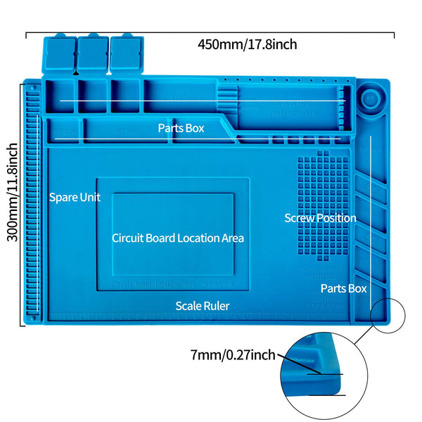 Silicone High Temperature Resistant Heat Insulation Mat with Scale Ruler  Screw Position